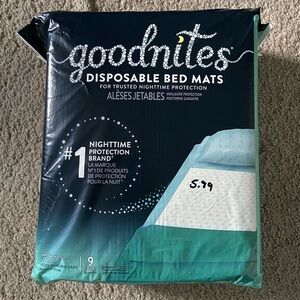 Goodnites Disposable Bed Mats 9 Count 6.7 Sq Ft